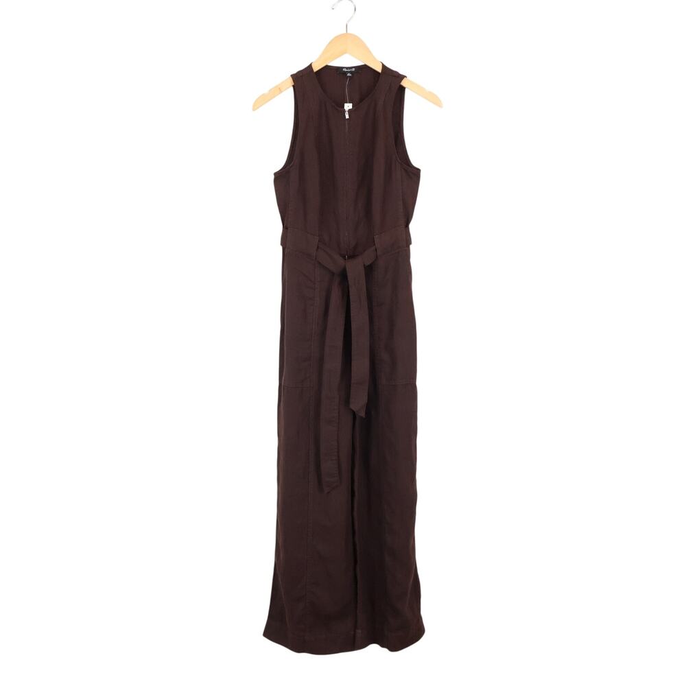 Madewell Utility Coverall Straight Leg Jumpsuit Cocoa Brown Size 00 NWT - Picture 2 of 8